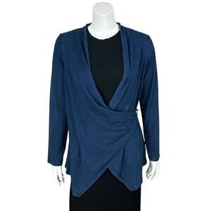 Pure Jill Indigo Ocean Wash Draped Cardigan Womens Size Small Petite Lightweight